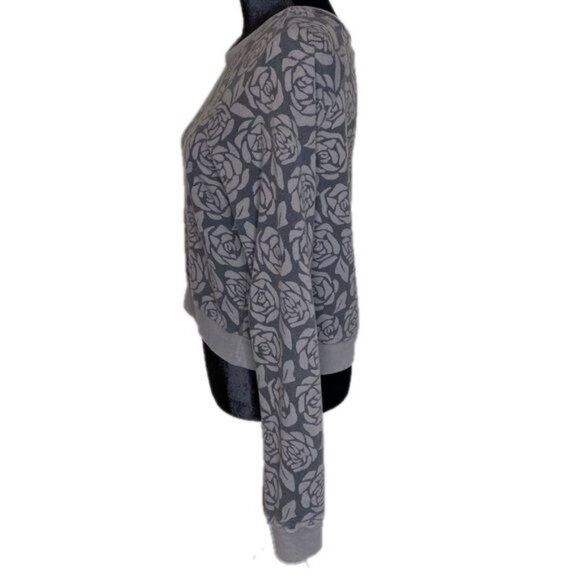 Abercrombie & Fitch Womens Gray Floral Long Sleeve Cropped Sweatshirt Size L - Picture 7 of 8
